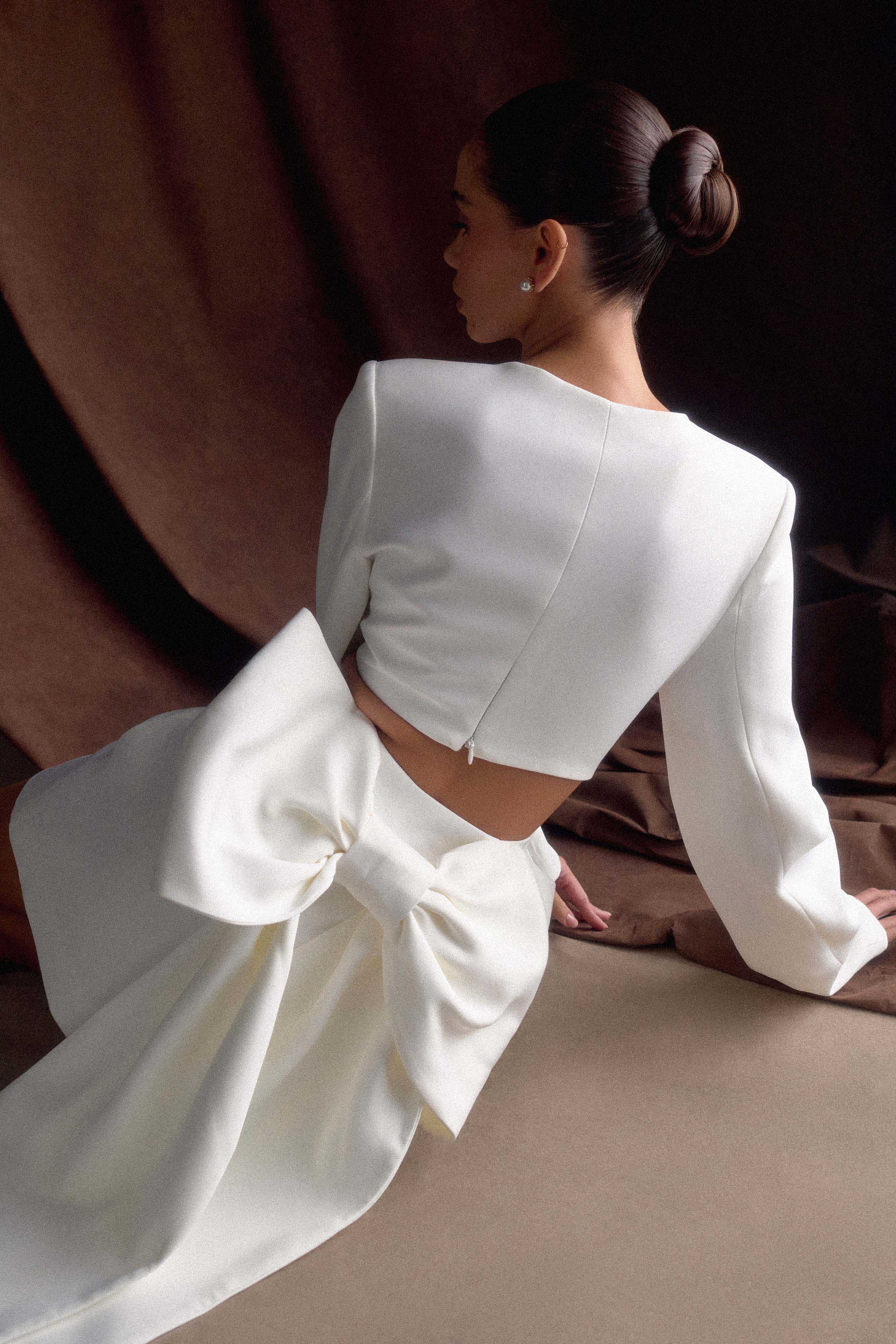 Rosanna Suiting Bow Mini Dress - Ivory、mySite、solidvoid