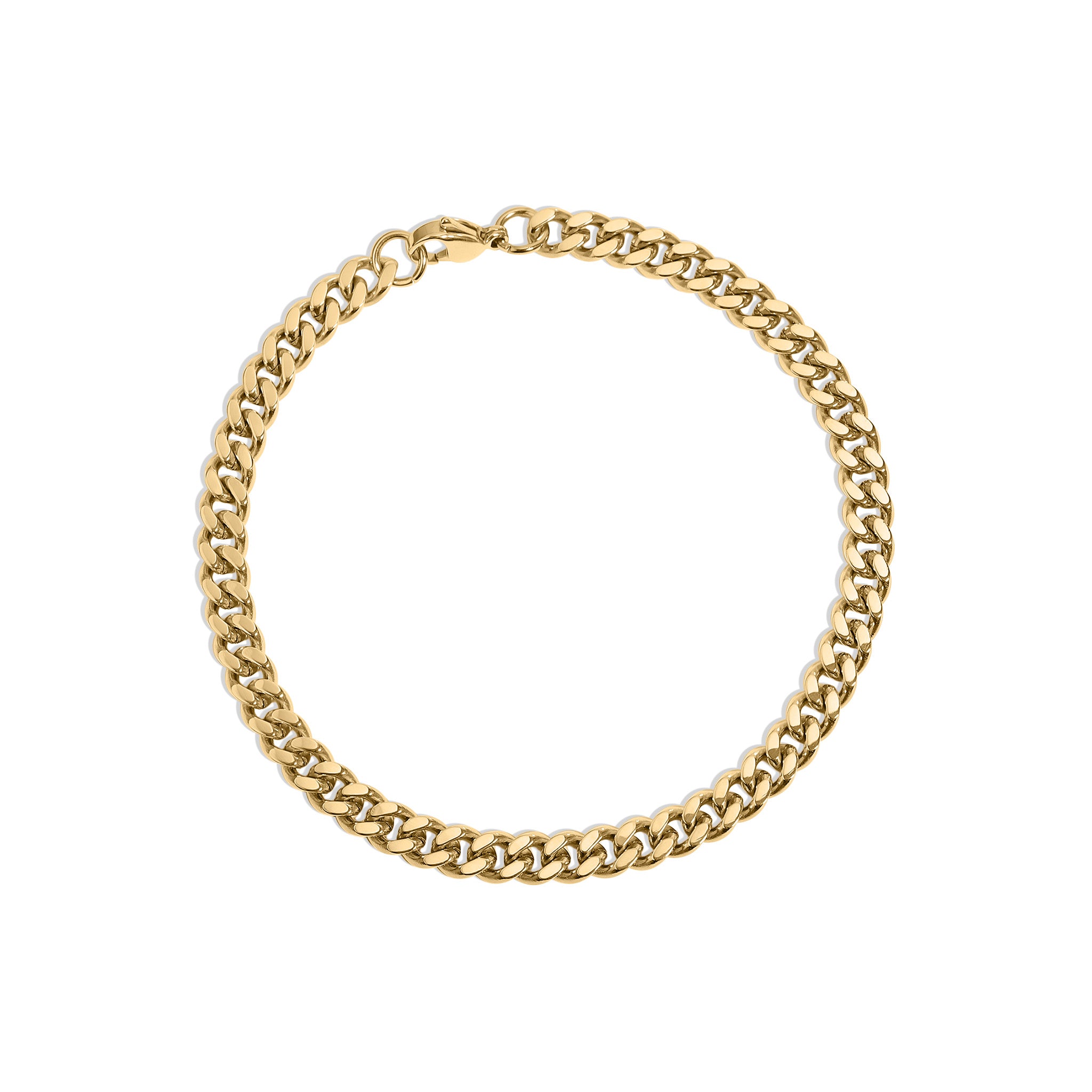 18K Gold PVD Stainless Steel Diamond Cut Curb Chain Bracelet / BRJ9098、mySite、dreamappss