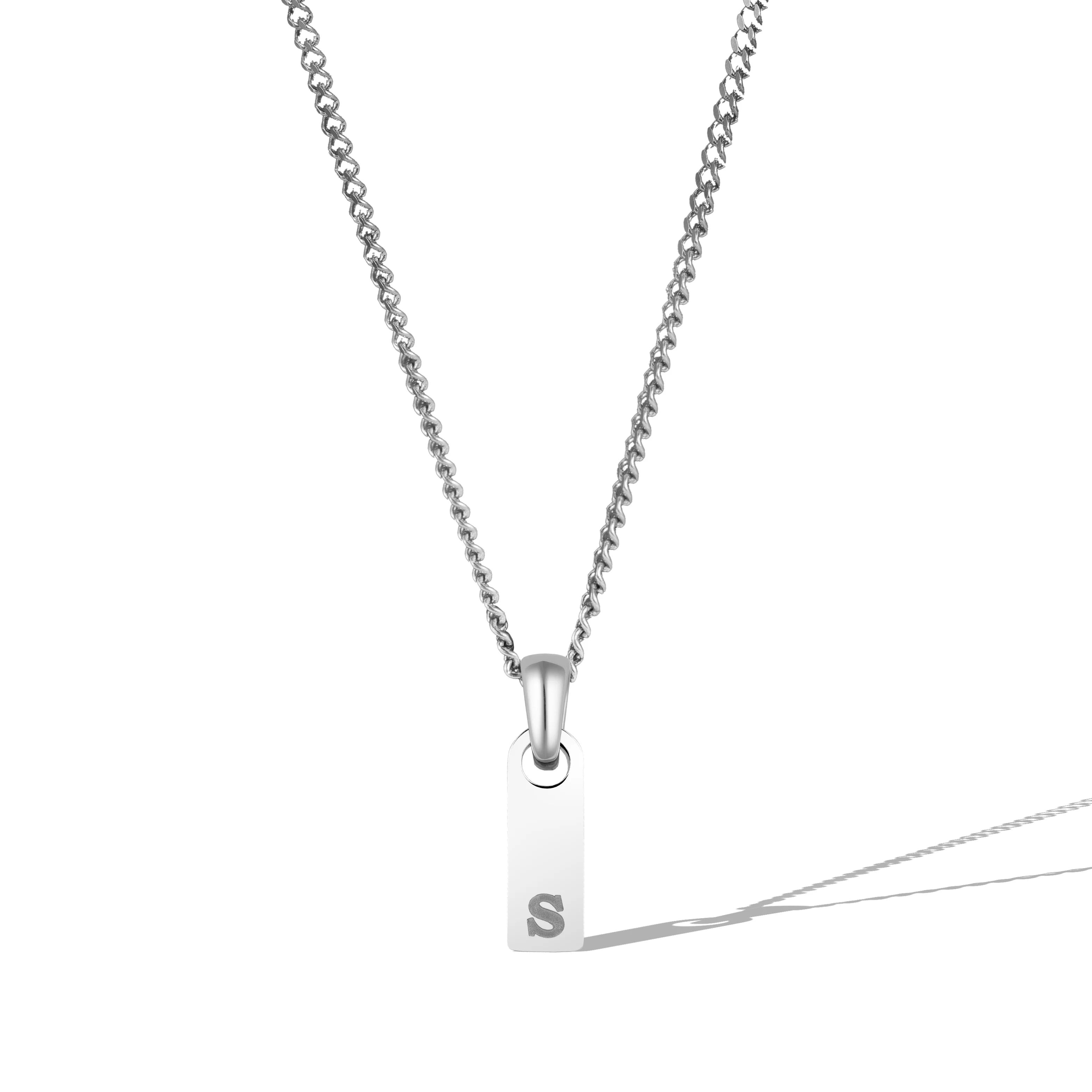 Initial Tag Necklace - Silver、mySite、botmansion