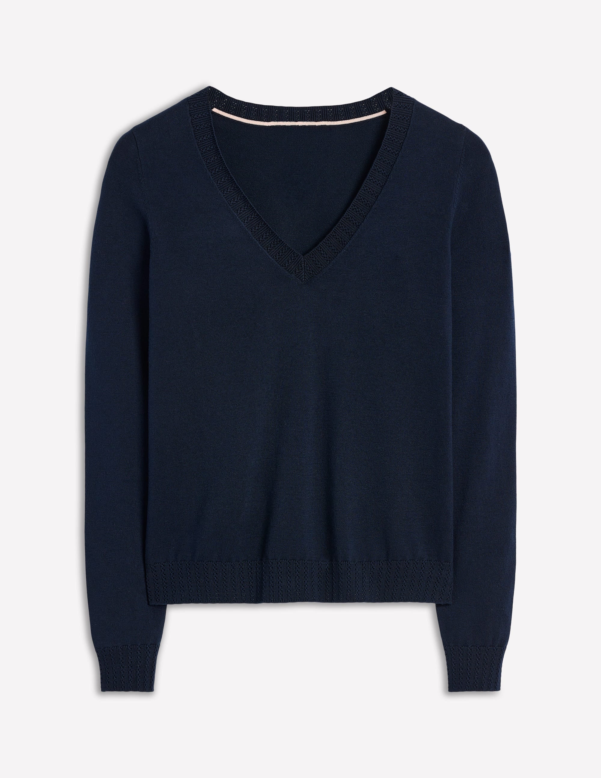 Emilia Cotton V Neck Jumper-Navy、mySite、ashleygrahame