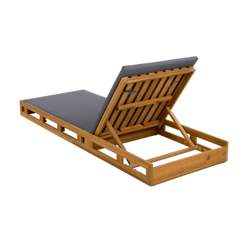 LOUNGE CHAISE SET, ACACIA WOOD WITH WATER-RESISTANT LOUNGE CUSHIONS (CREAM & 4 INCH THICK) - MATCHING DARK GREY VERSION AVAILABLE、、eastwooduniform