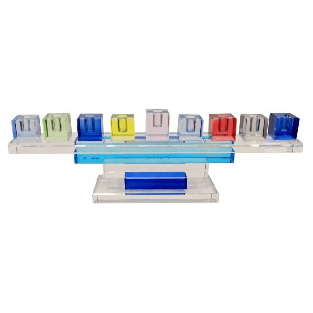 Multicolor Crystal Cube Menorah on a Stand、mySite、topwebapps