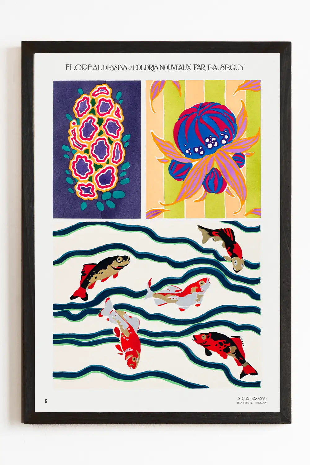 Vintage Exhibition Poster Koi Fish Flowers Art Print、mySite、gigharbornorthrealestate