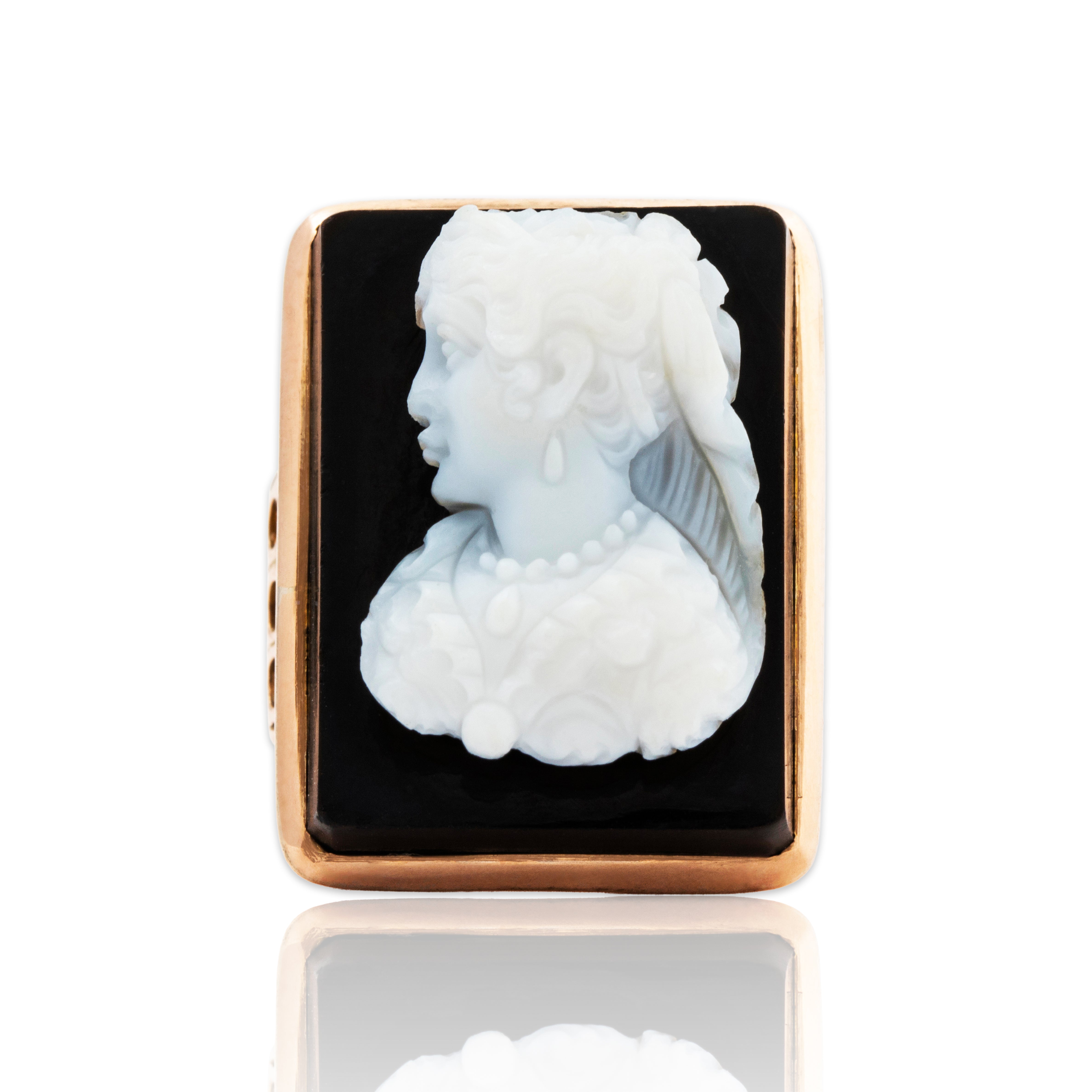 Antique Victorian Large 10k Rosy Yellow Gold 8.73ct Hardstone Cameo Ring 5.50、mySite、hinf8tx79