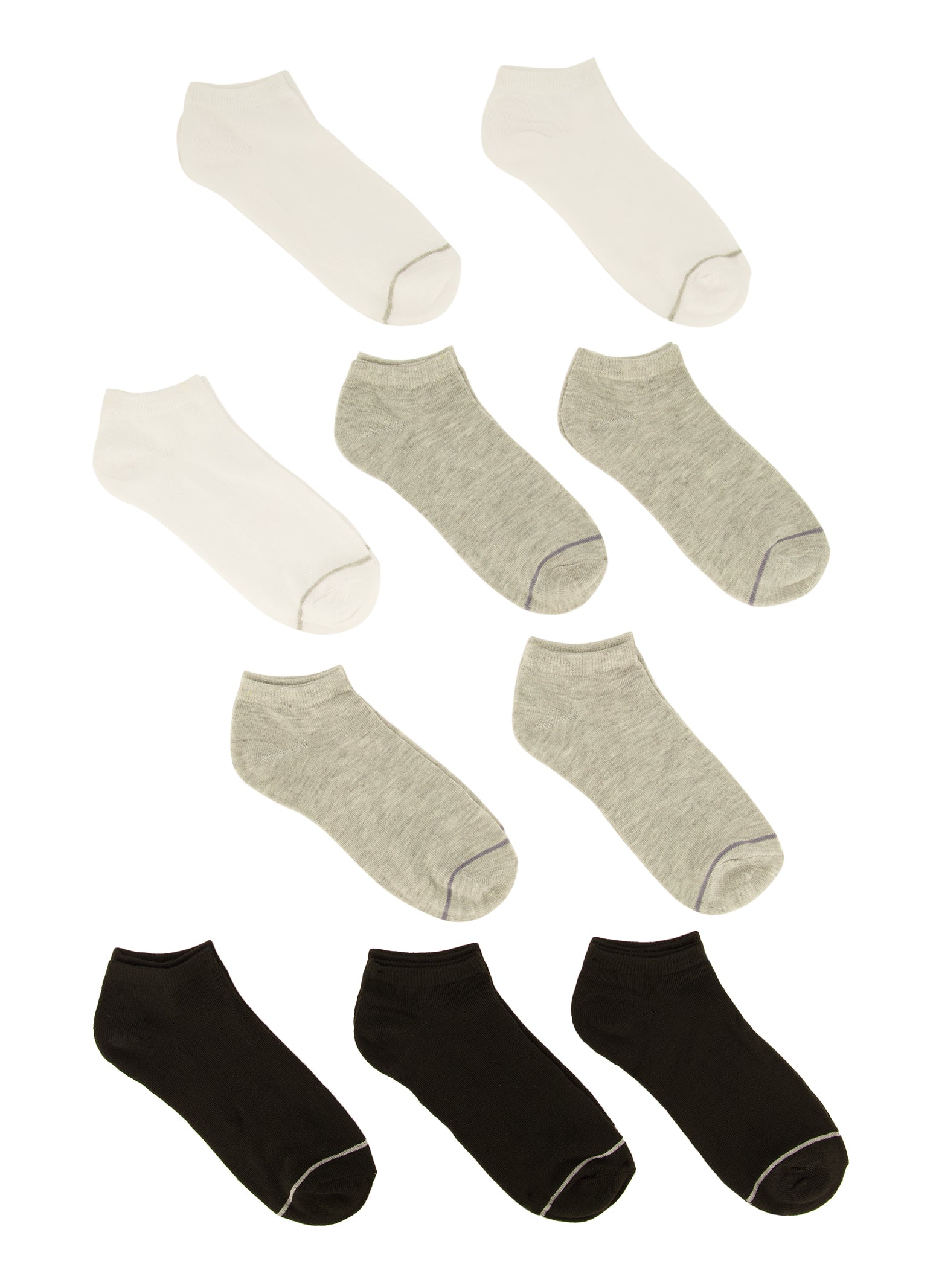 Girls Contrast Trim Ankle Socks 10 Pack、mySite、camillekostekn