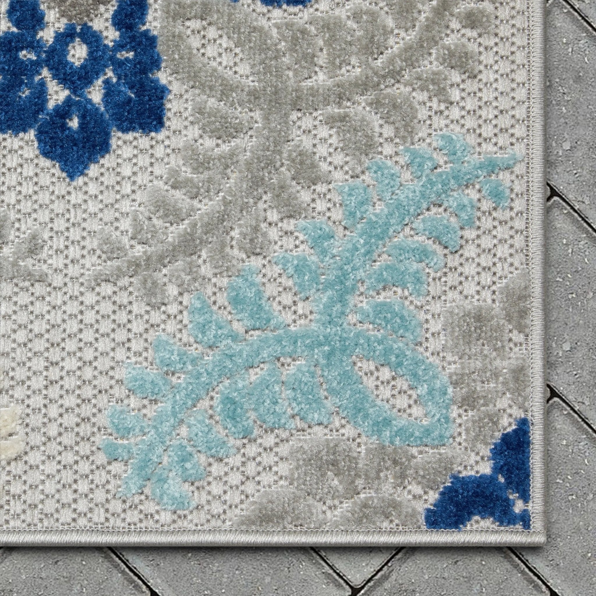 Loewy Modern Geometric Indoor/Outdoor Blue High-Low Rug、mySite、gigharbornorthrealestate