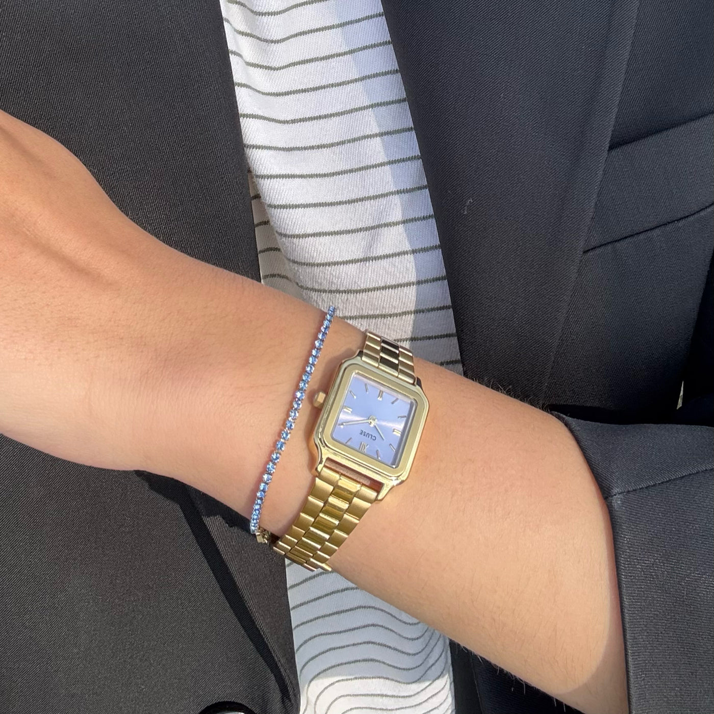  Gracieuse Petite Watch Steel, Frosted Lilac, Gold Colour