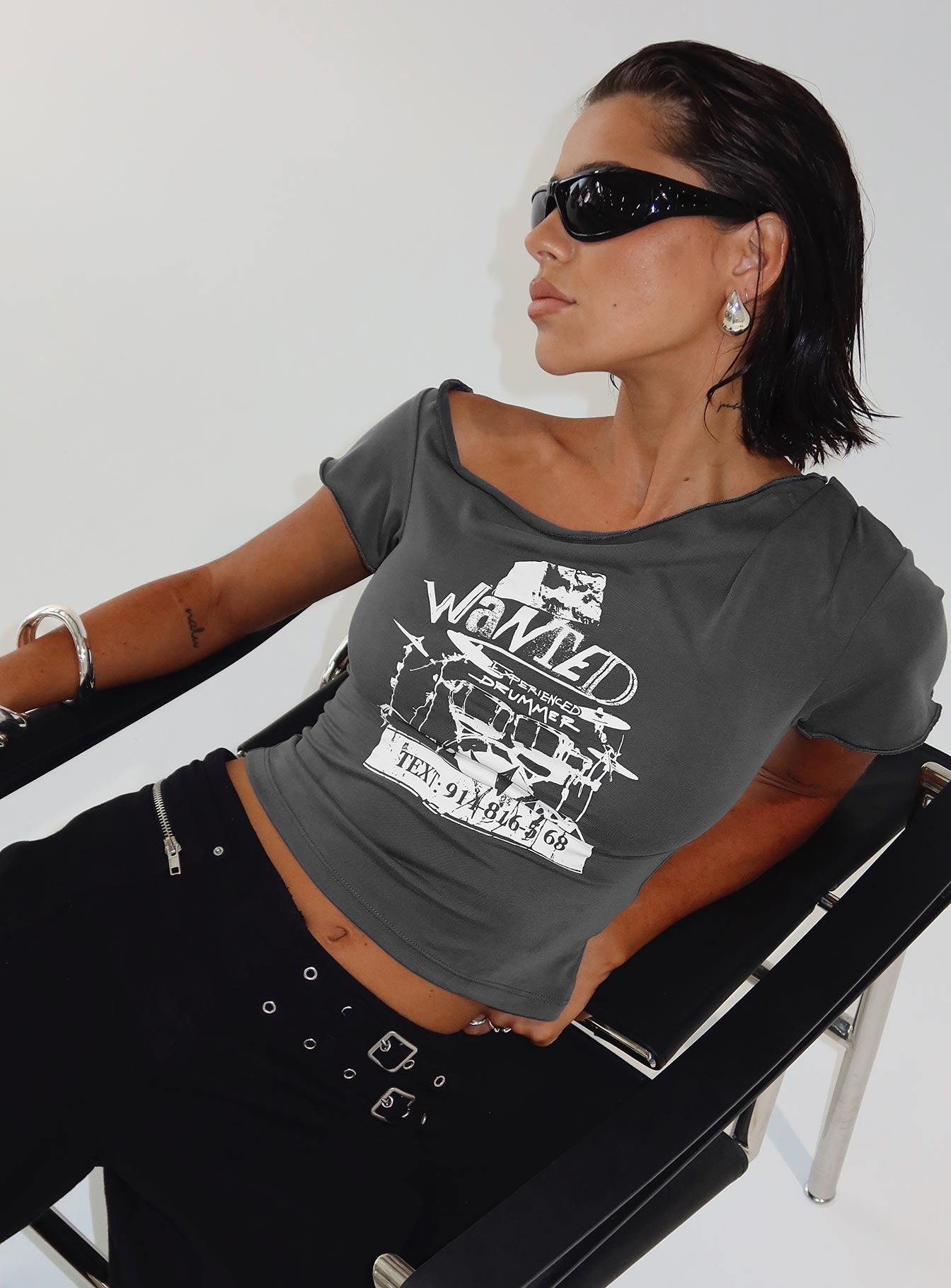 Star Wanted Asymmetrical Tee Grey、mySite、solidvoid