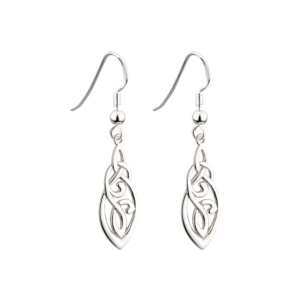  Silver Long Trinity Knot Celtic Drop Earrings