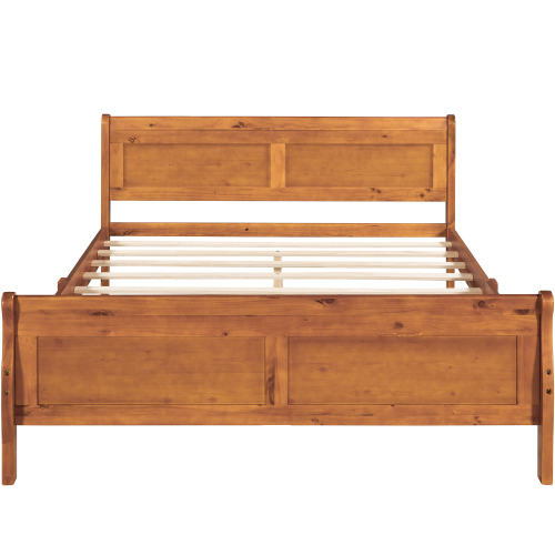 Wood Platform Bed Twin Bed Frame Mattress Foundation Sleigh Bed with Headboard/Footboard/Wood Slat Support、、casual