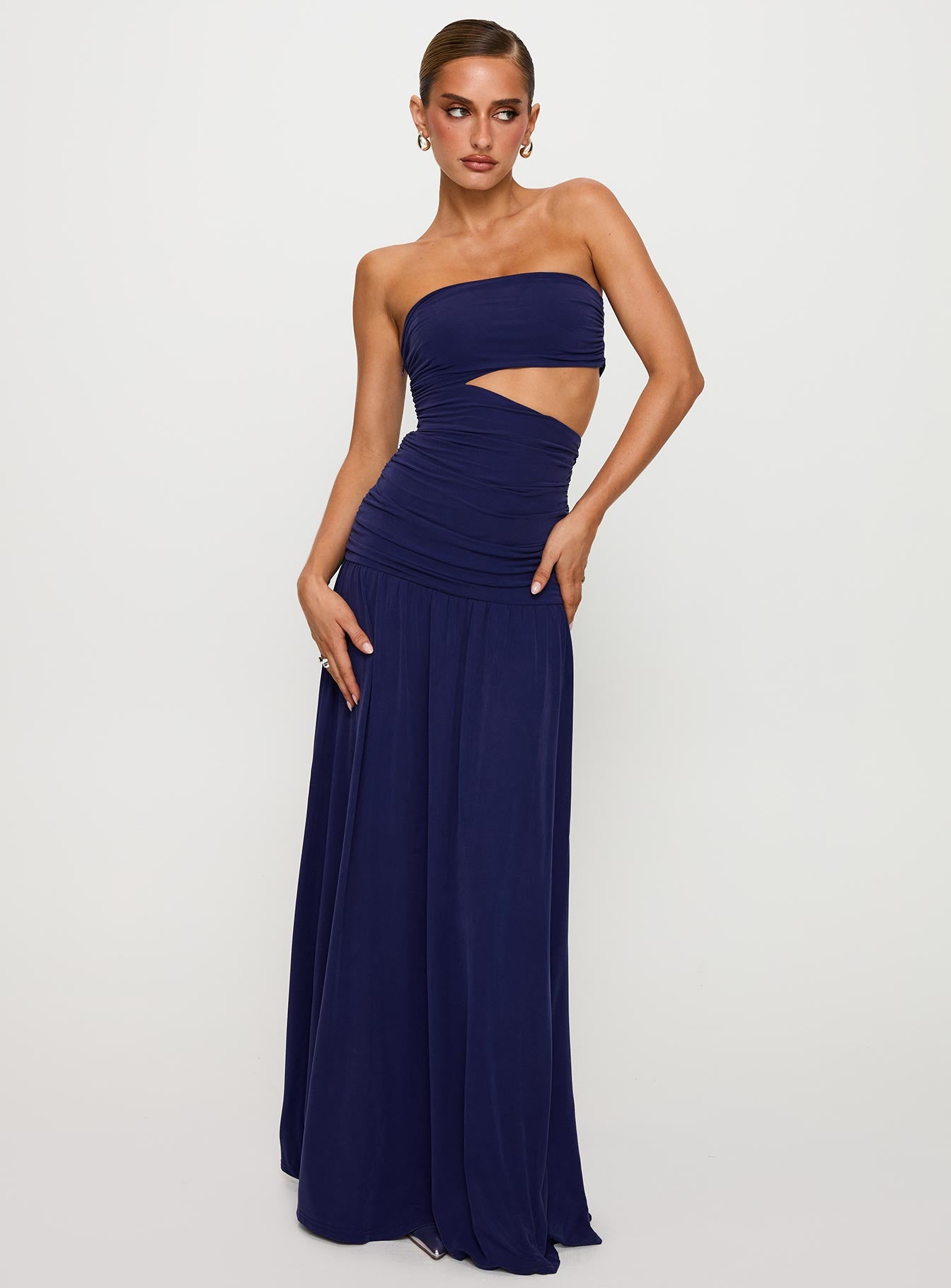 Grandeur Strapless Maxi Dress Navy、mySite、solidvoid