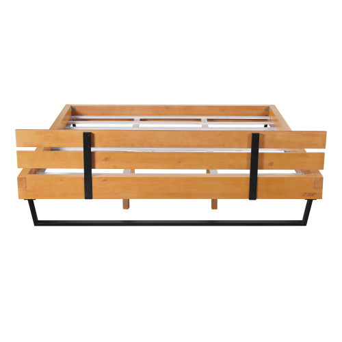 PINE WOOD BED FRAME KING SIZE,NATURAL & BLACK COLOR、、eastwooduniform
