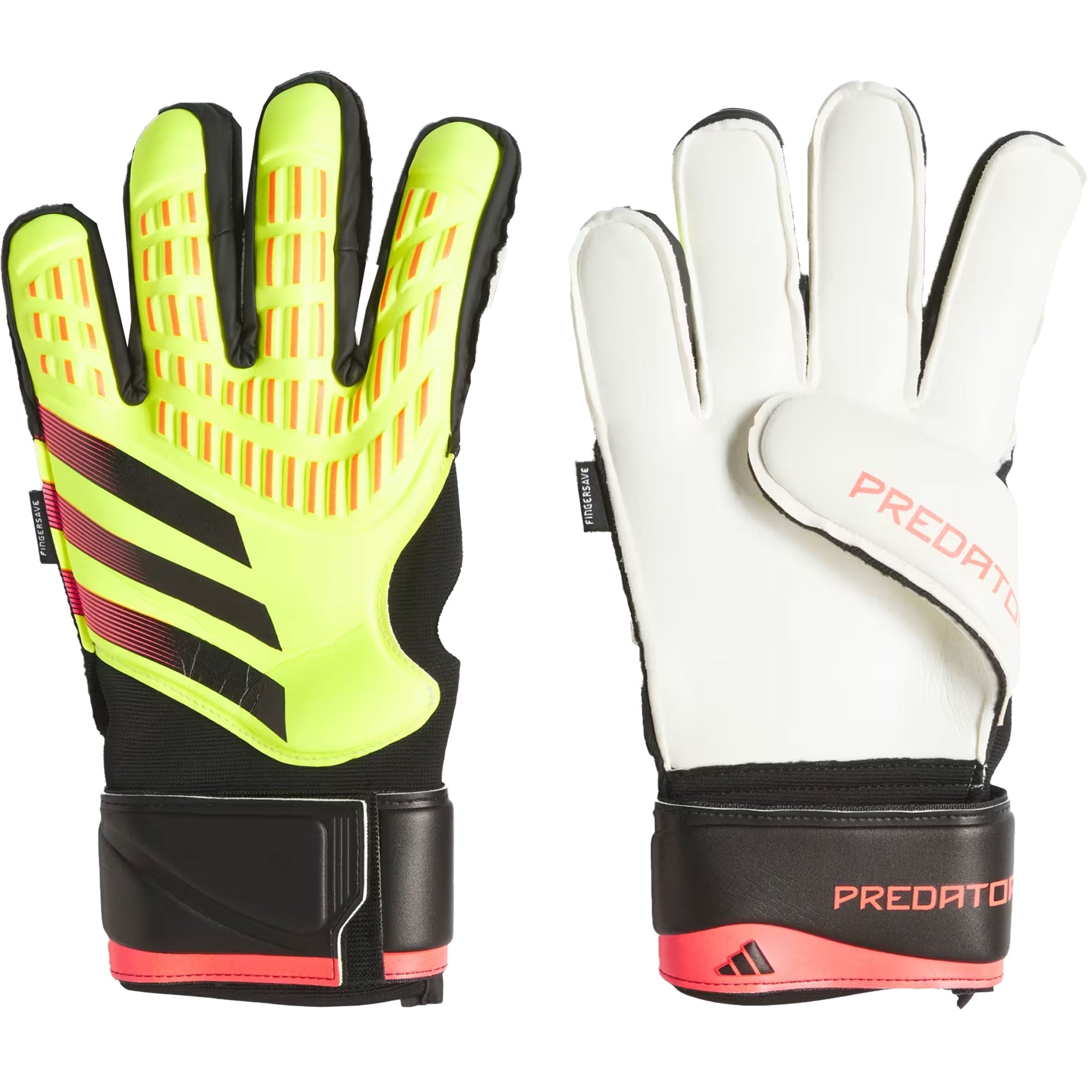 adidas Men's Predator GL Match Fingersave Goalkeeper Gloves Solar Yellow/Black/Red、mySite、noshort