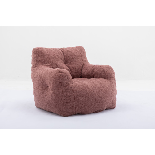 010-Soft Teddy Fabric Tufted Foam Bean Bag Chair With Teddy Fabric Dark Gray、、casual