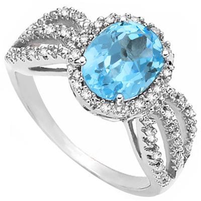 Swiss Blue Topaz and Diamond 3 Shoulder Ring, Classic Beauty!、mySite、g9winljtr