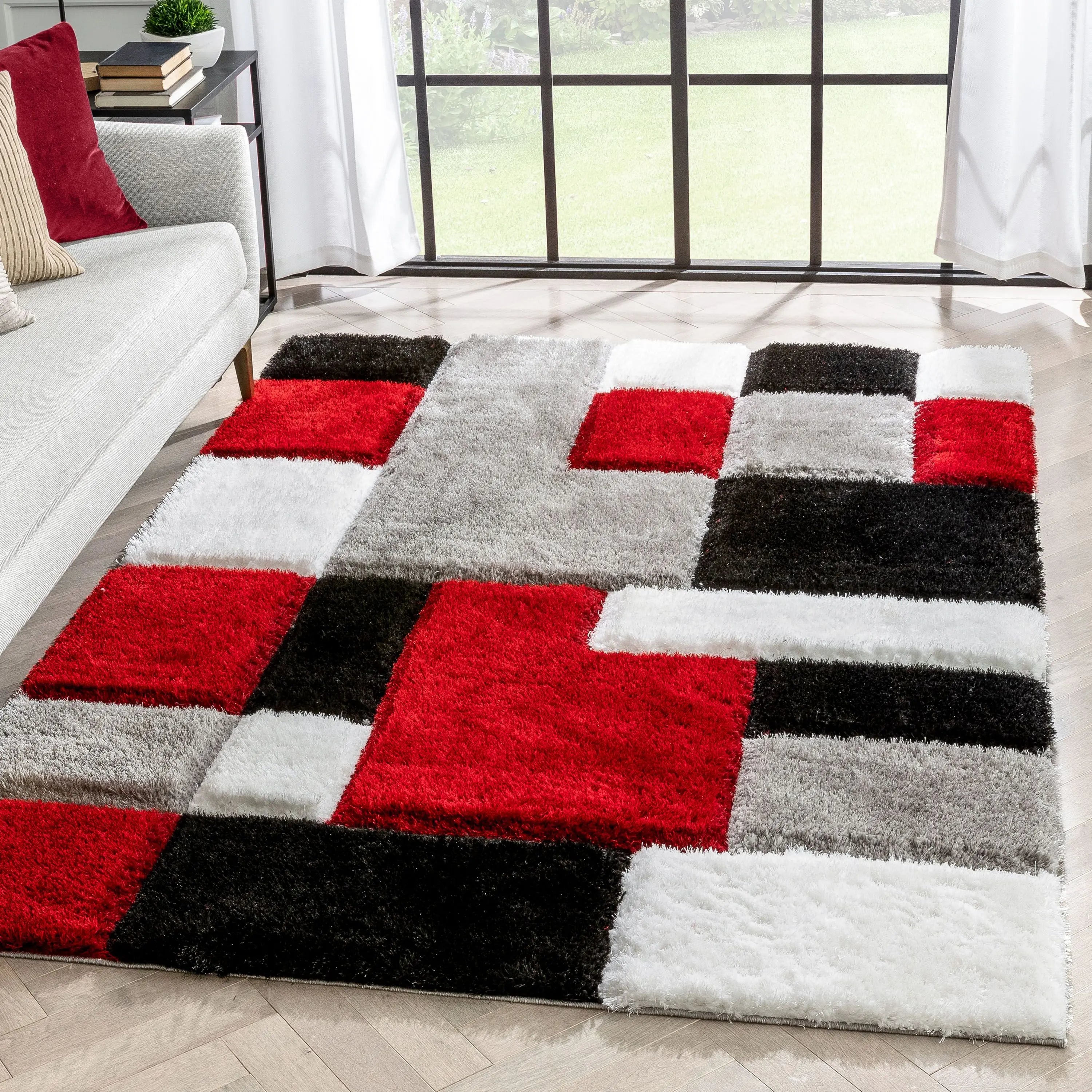 Escondido Red Modern Geometric 3D Textured Shag Rug、mySite、gigharbornorthrealestate