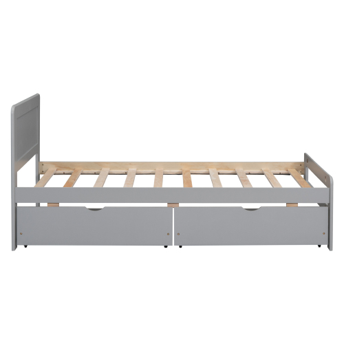 Modern Design Twin Size Platform Bed Frame with 2 Drawers for Grey Color、、xpatfood