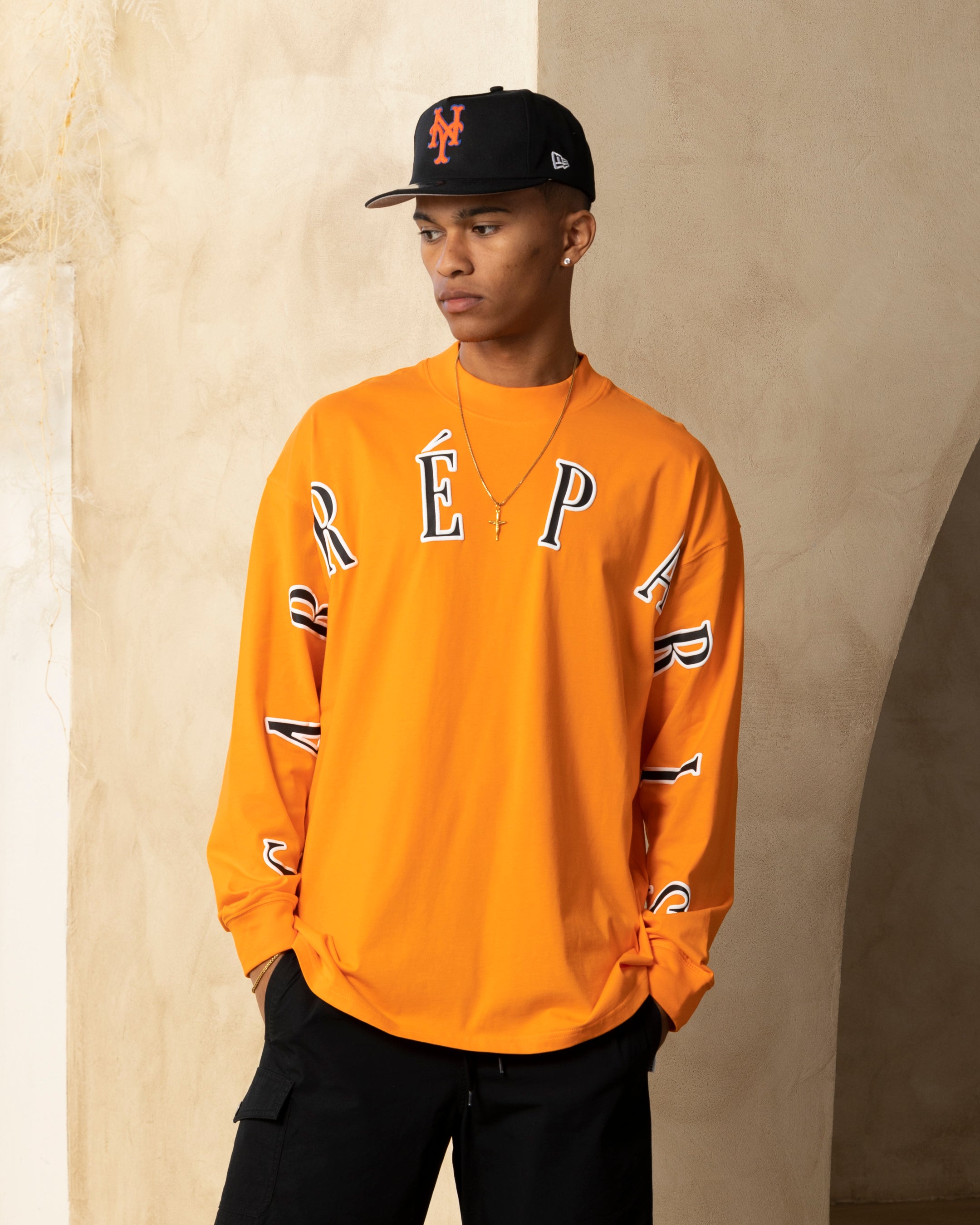 Carre Global Oversized Long Sleeve T-Shirt Orange、mySite、zt4zffjzw