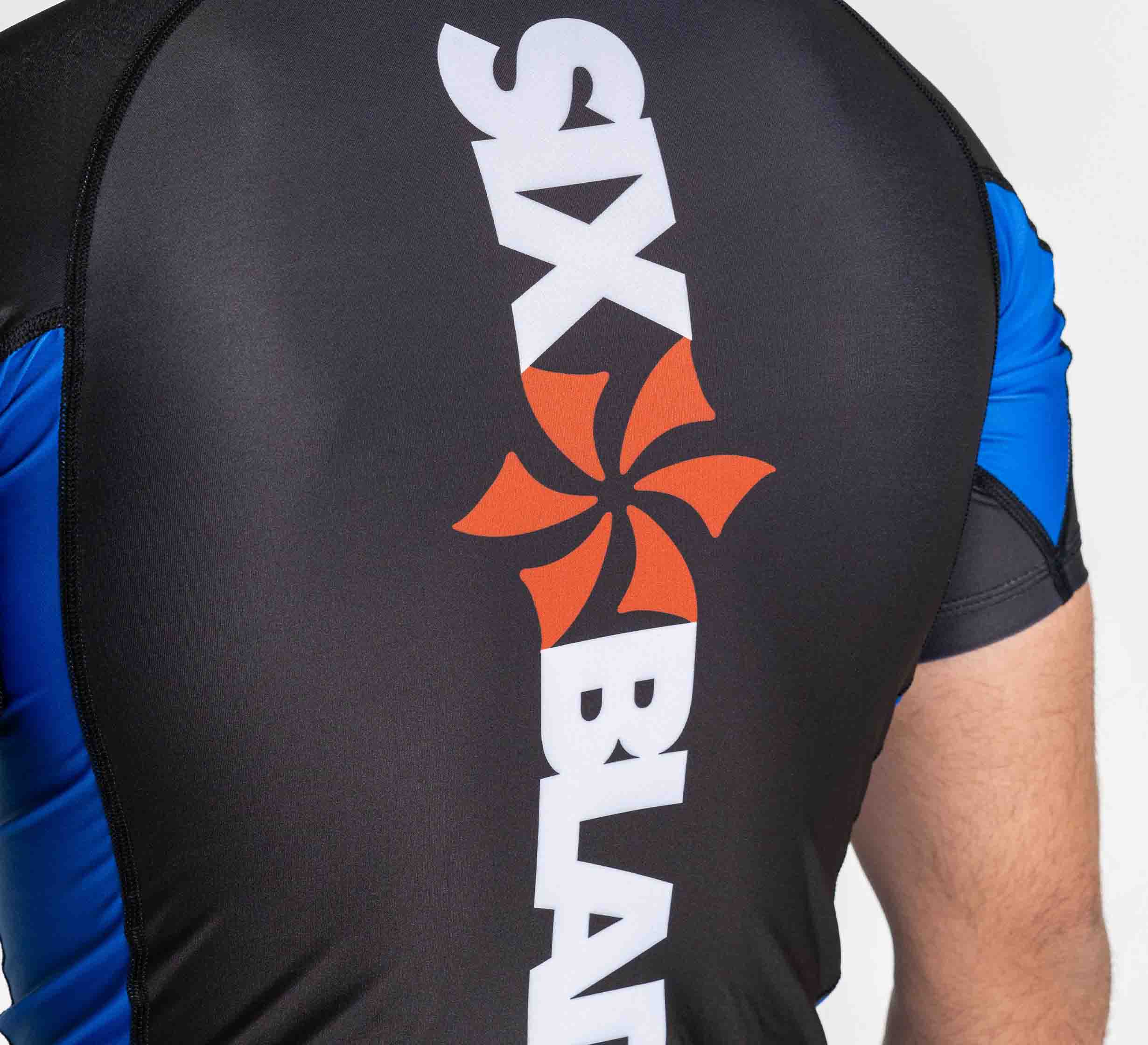 Six Blades Short Sleeve Rashguard Blue、mySite、gigharbornorthrealestate