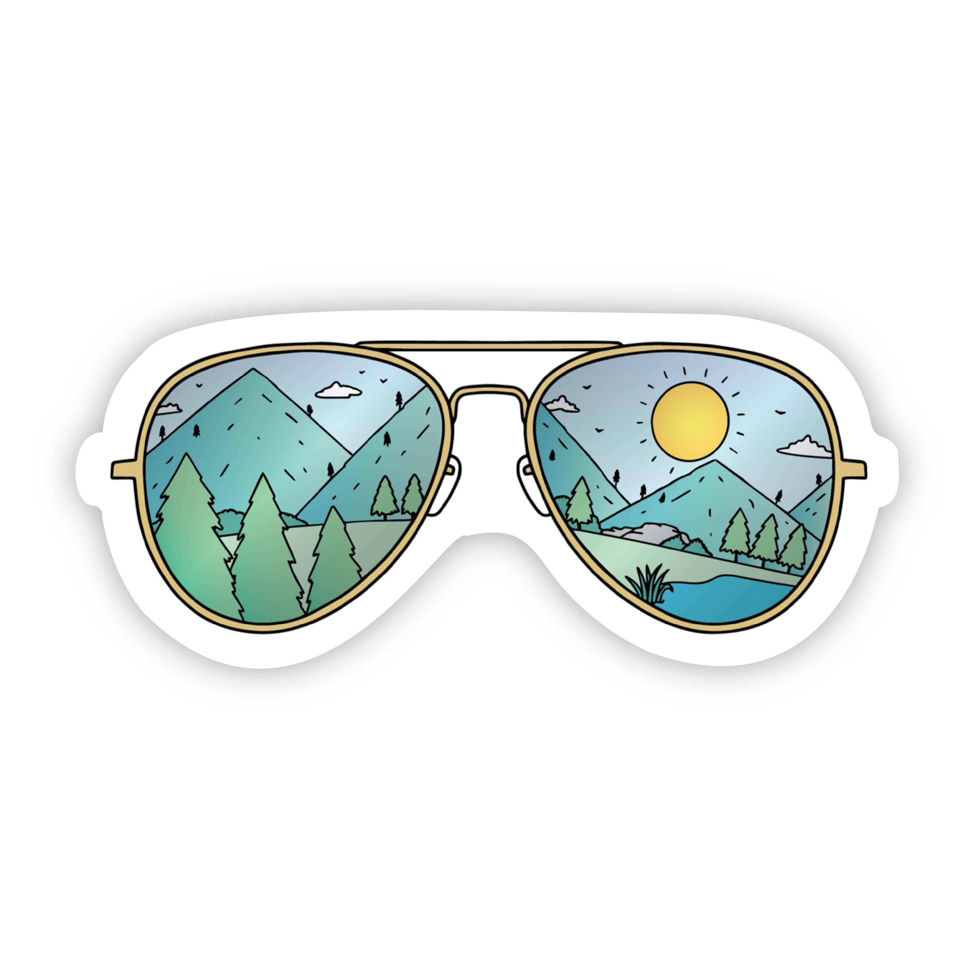  Sunglasses with Mountains Nature Sticker、mySite、elrpsem3k