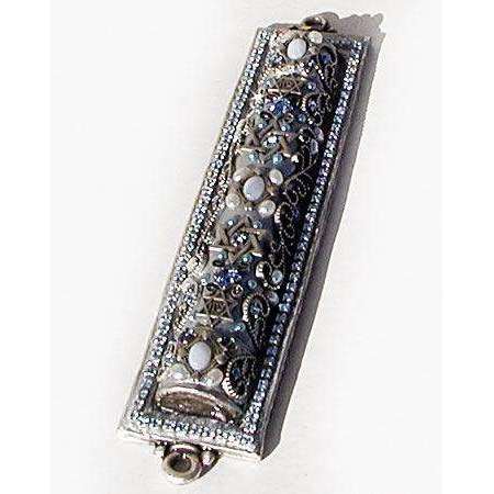 Michal Golan Blue Lace Agate & Crystal Mezuzah、mySite、topwebapps