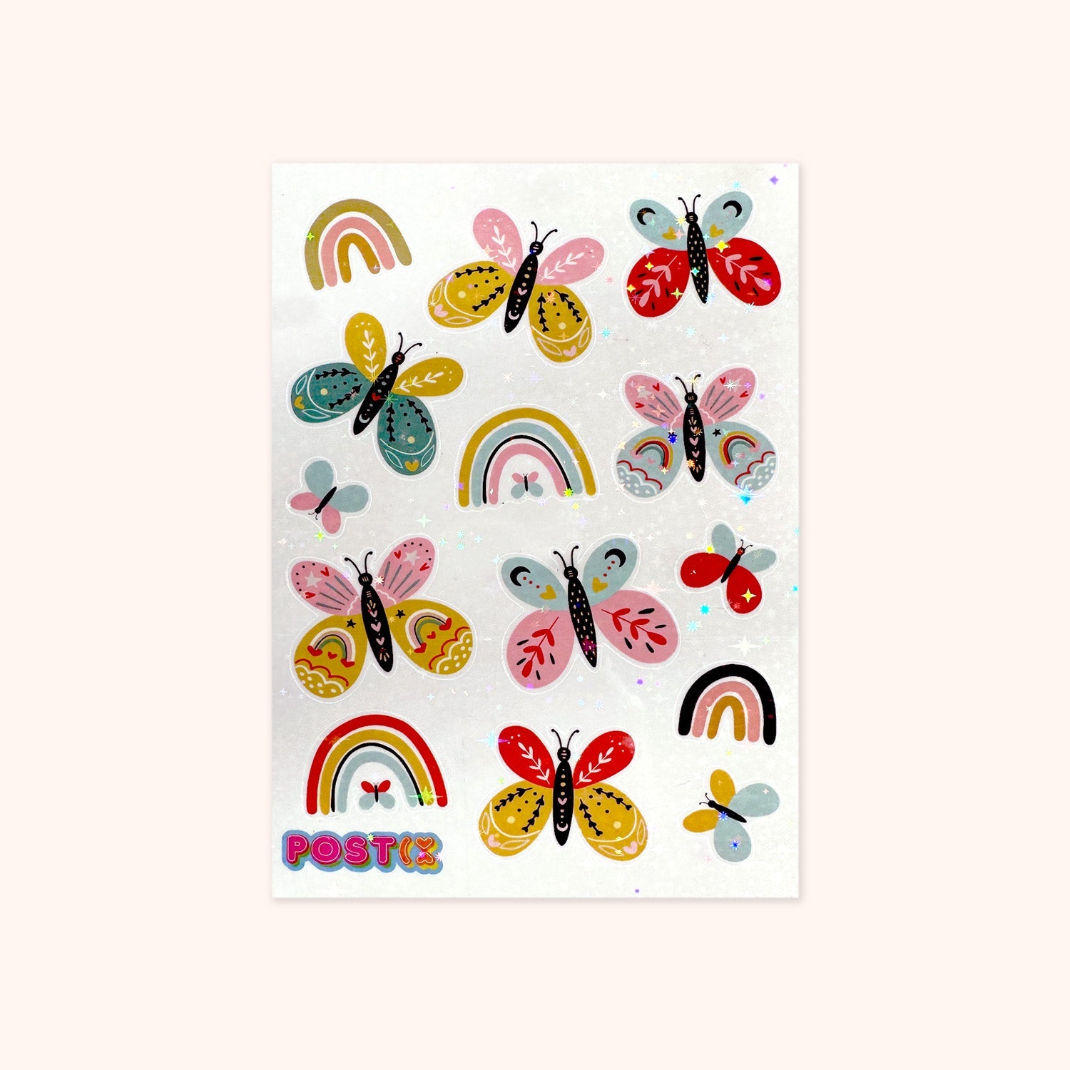  Rainbow Butterfly Hologram Sticker Sheet、mySite、ghnorth