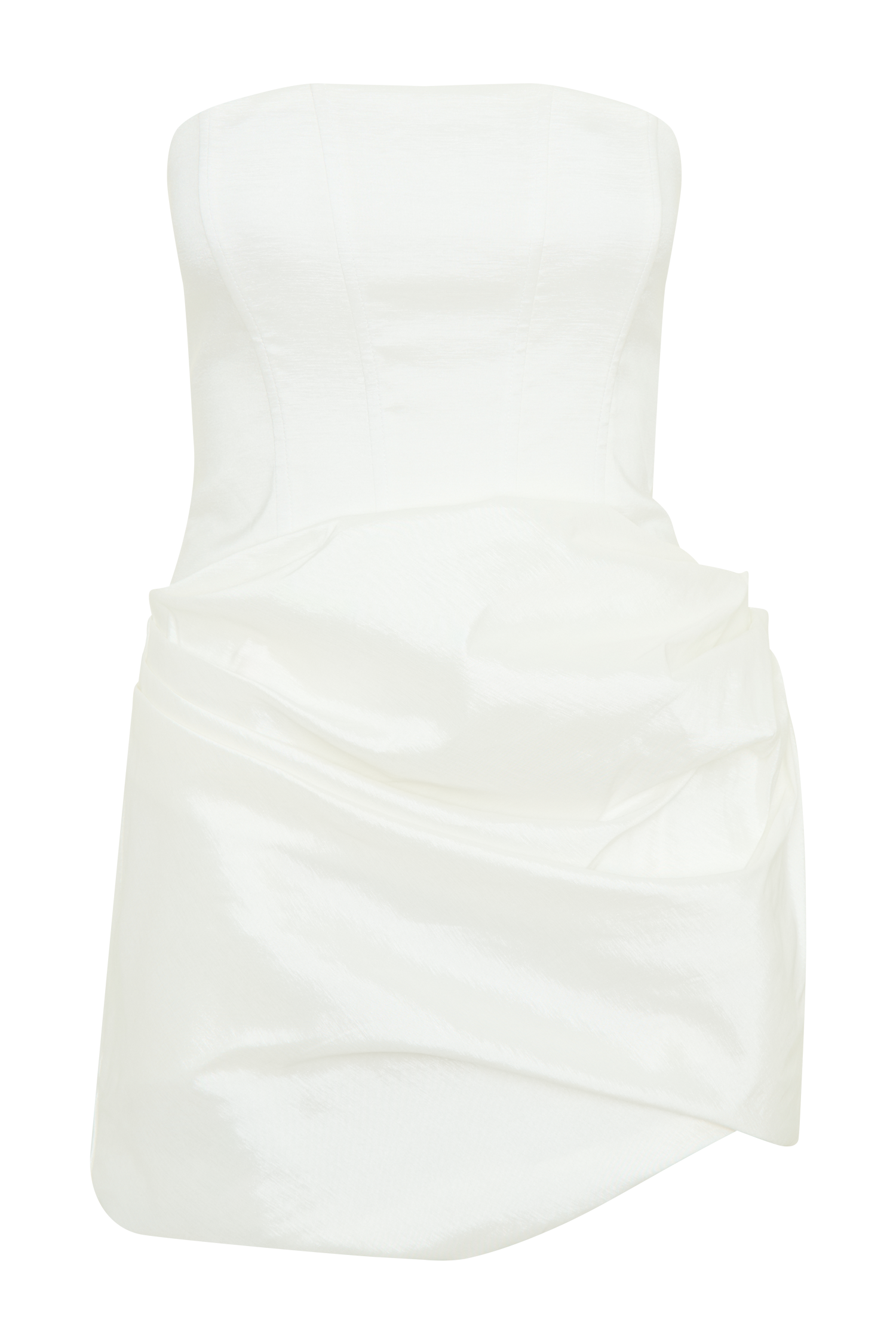 Sasha Taffeta Strapless Corset Mini Dress - White、mySite、solidvoid