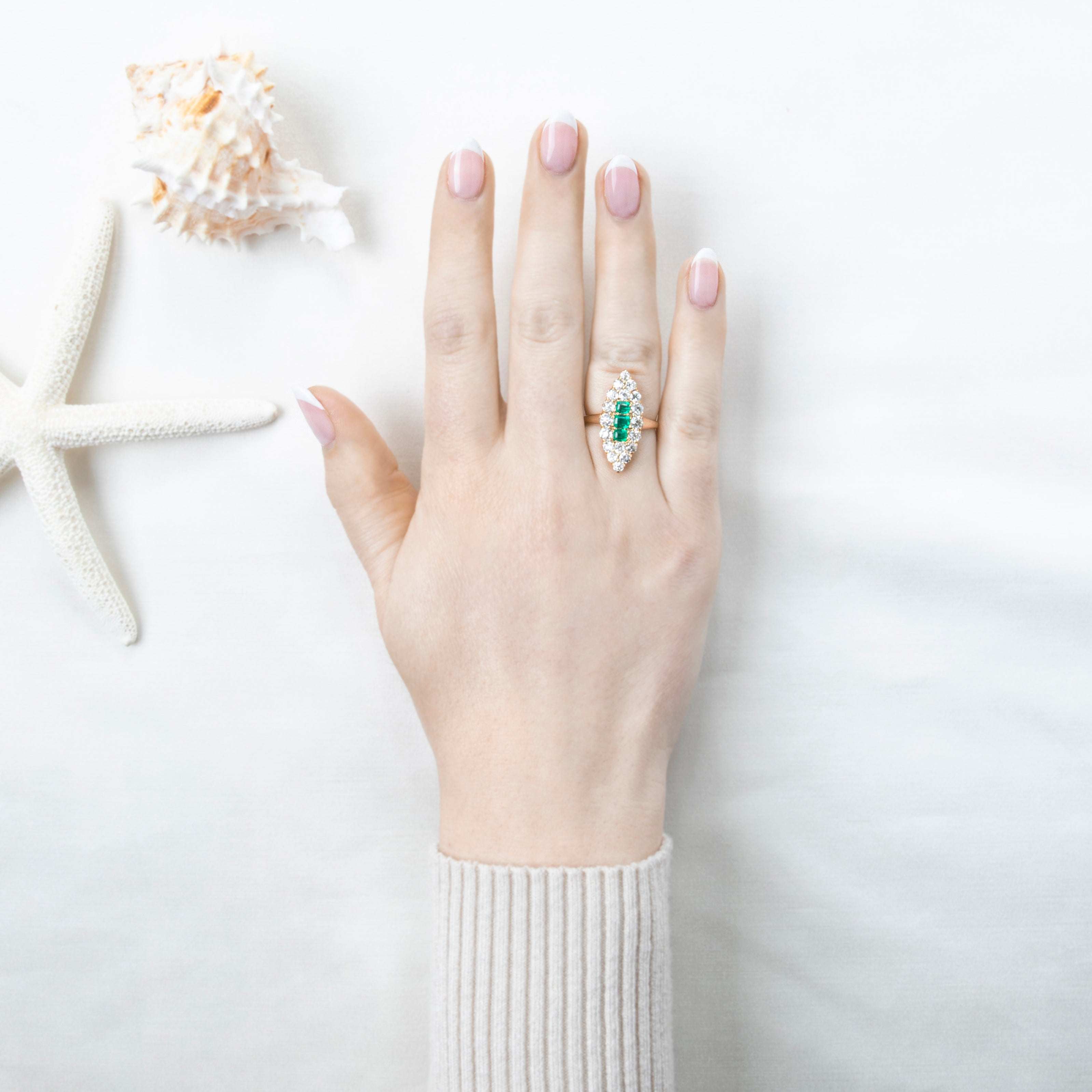 Antique Victorian 14k Rosy Yellow Gold 1.738cttw Old Mine Diamond Emerald Ring、mySite、hinf8tx79