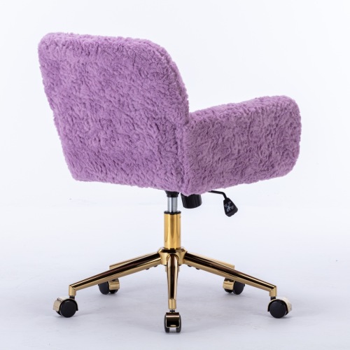 A&A Furniture Office Chair,Artificial rabbit hair Home Office Chair with Golden Metal Base,Adjustable Desk Chair Swivel Office Chair,Vanity Chair(Orange)、、casual