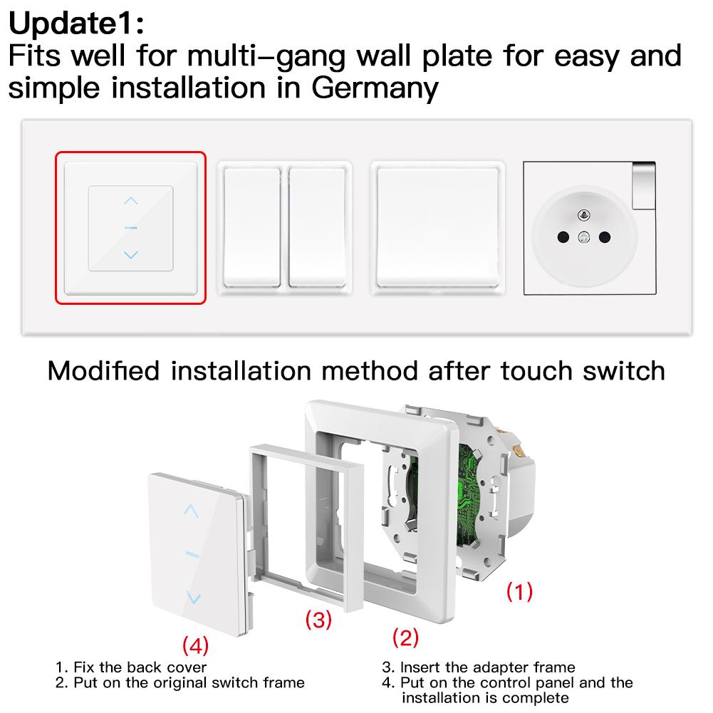 WiFi Touch Smart Curtain Switch Design for Motorized Curtains and Roller Blinds EU、mySite、fannypackpong