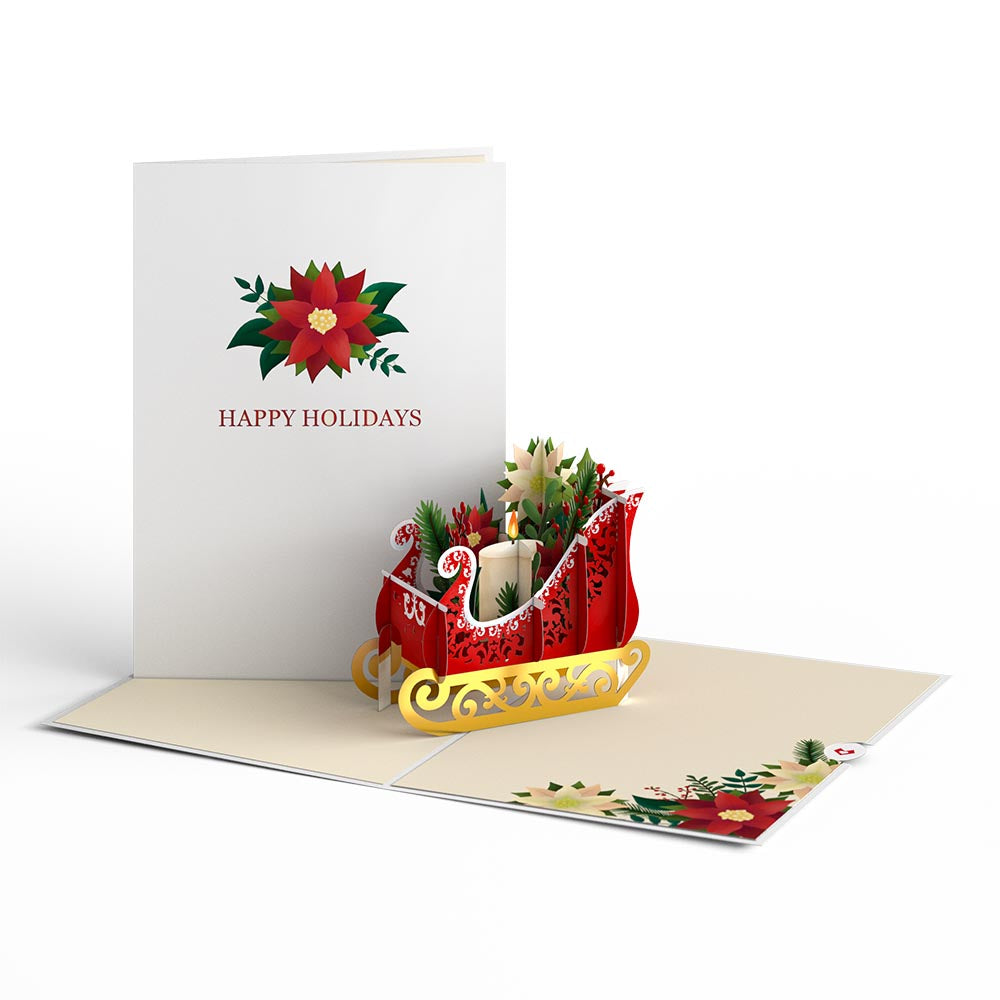 Holiday Poinsettia Sleigh Pop-Up Card、mySite、solidvoid