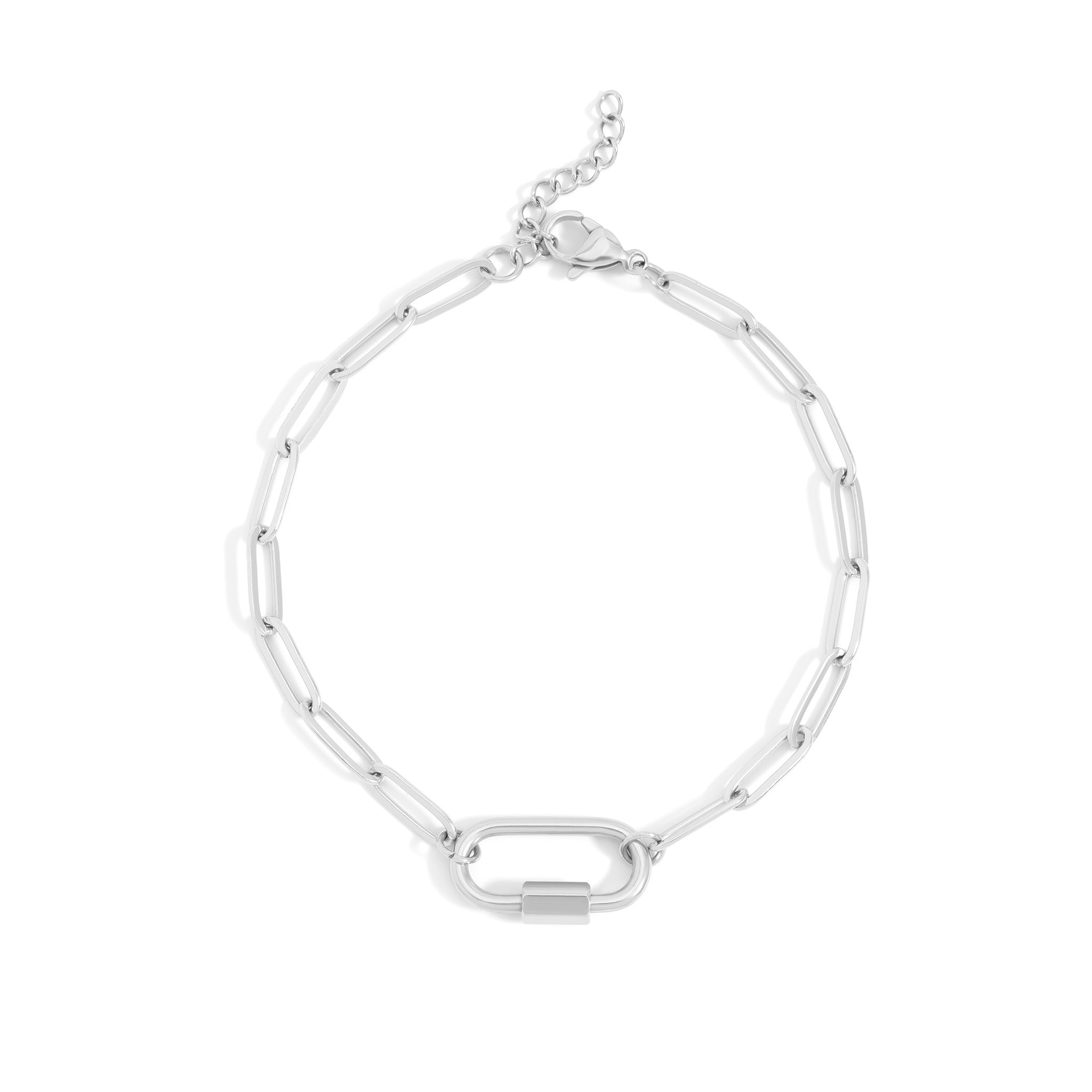 18K Gold PVD Stainless Steel Paperclip Carabiner Bracelet / BRJ1072、mySite、dreamappss