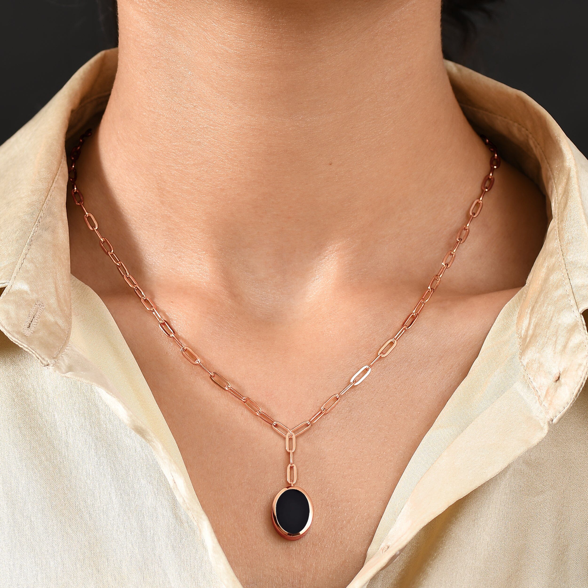 Black Onyx Widelink Necklace - Enfolded Willpower、mySite、hinf8tx79