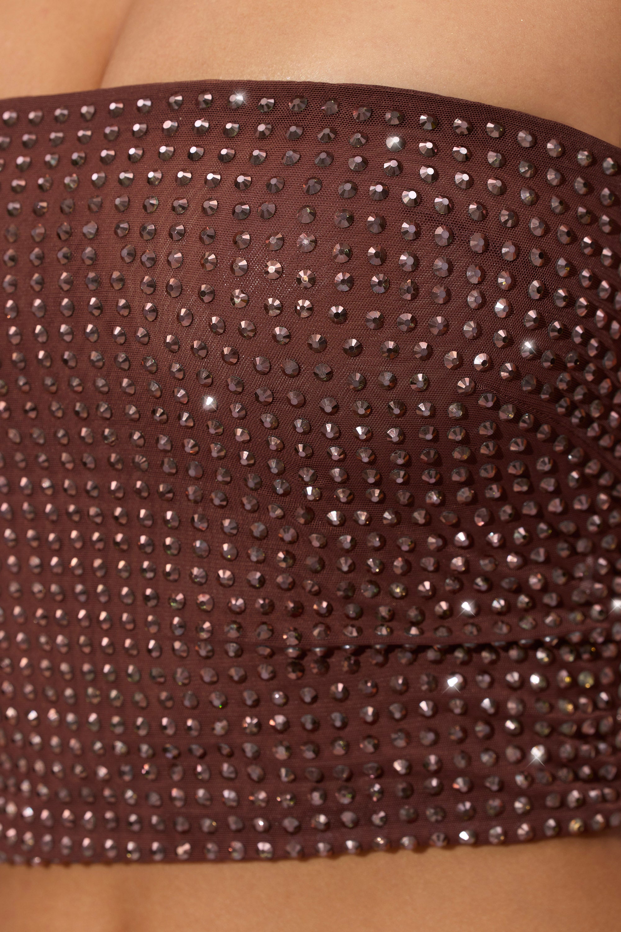 Embellished Strapless Crop Top in Espresso、mySite、solidvoid