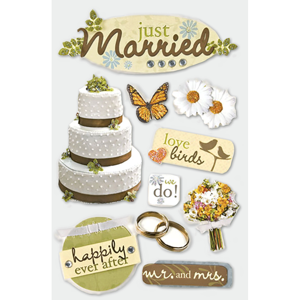 Just Married 3-D Stickers、mySite、ghnorth