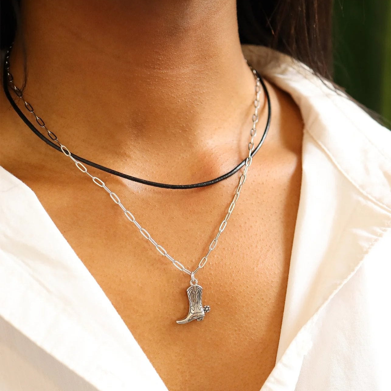 Black Leather Cord Necklace With Stainless Steel Lobster Clasp / CHJ0112、mySite、dreamappss