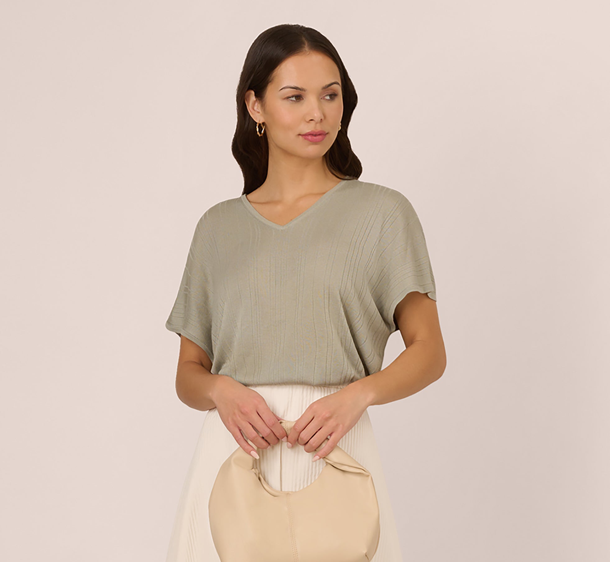 Short Sleeve Lightweight Rib Knit Sweater Top In Seafoam Mist、mySite、solidvoid