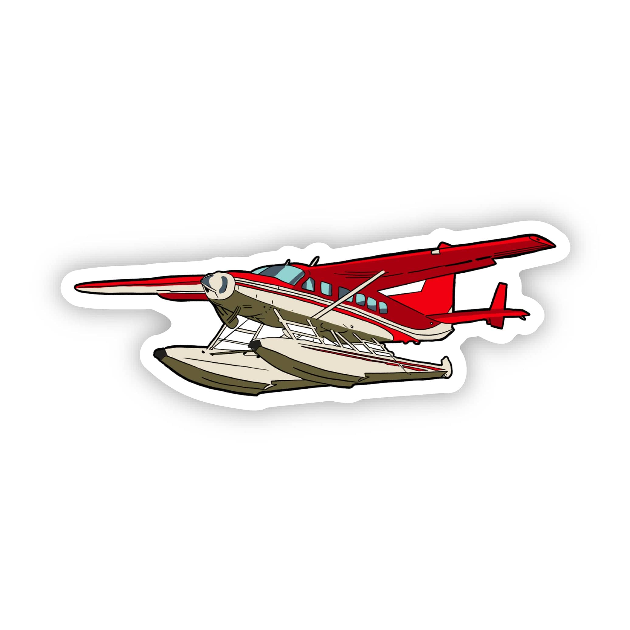  Little Red & Brown Water Plane Sticker、mySite、ghnorth