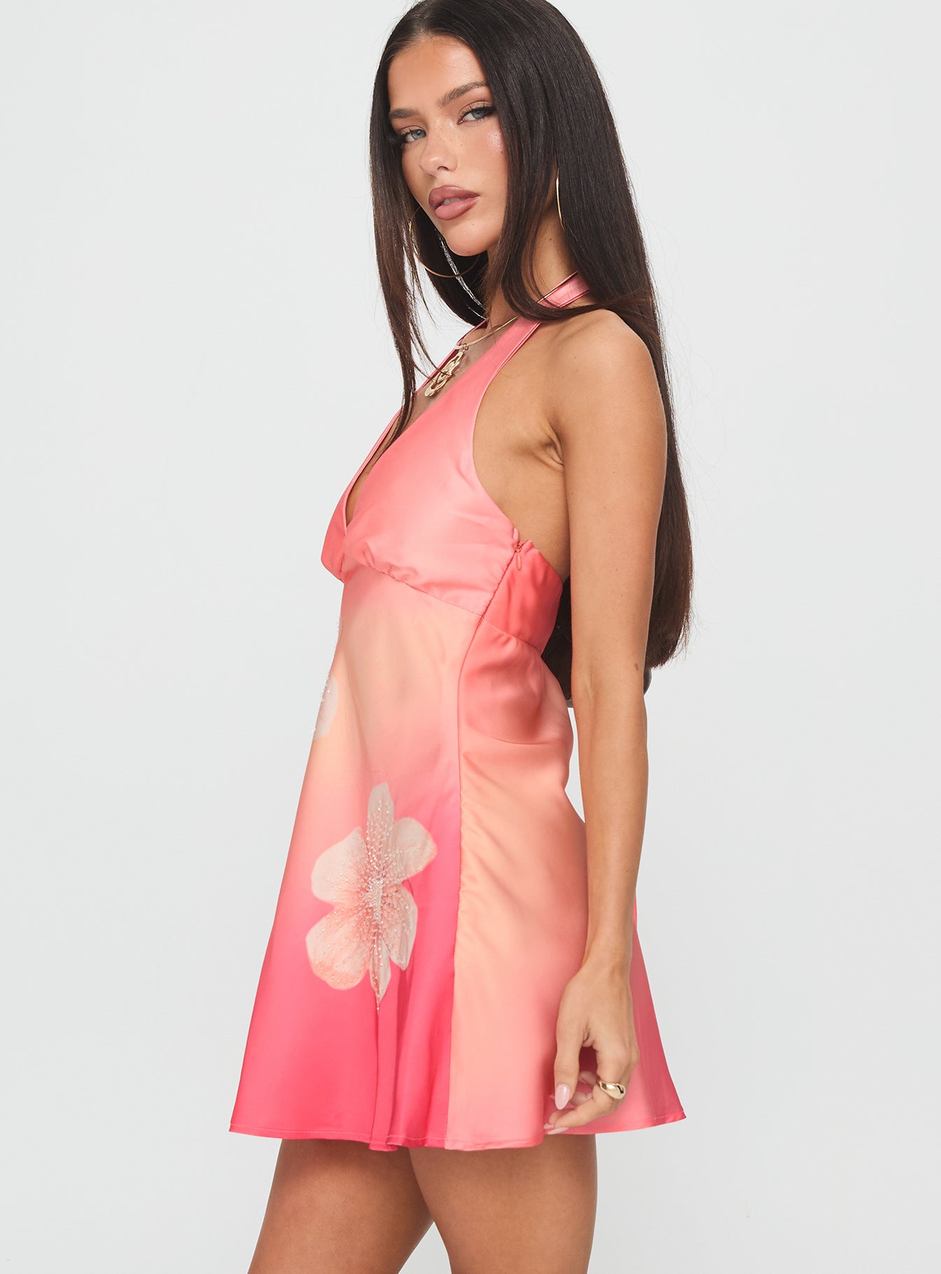 Laleisa Beaded Halter Mini Dress Multi、mySite、solidvoid