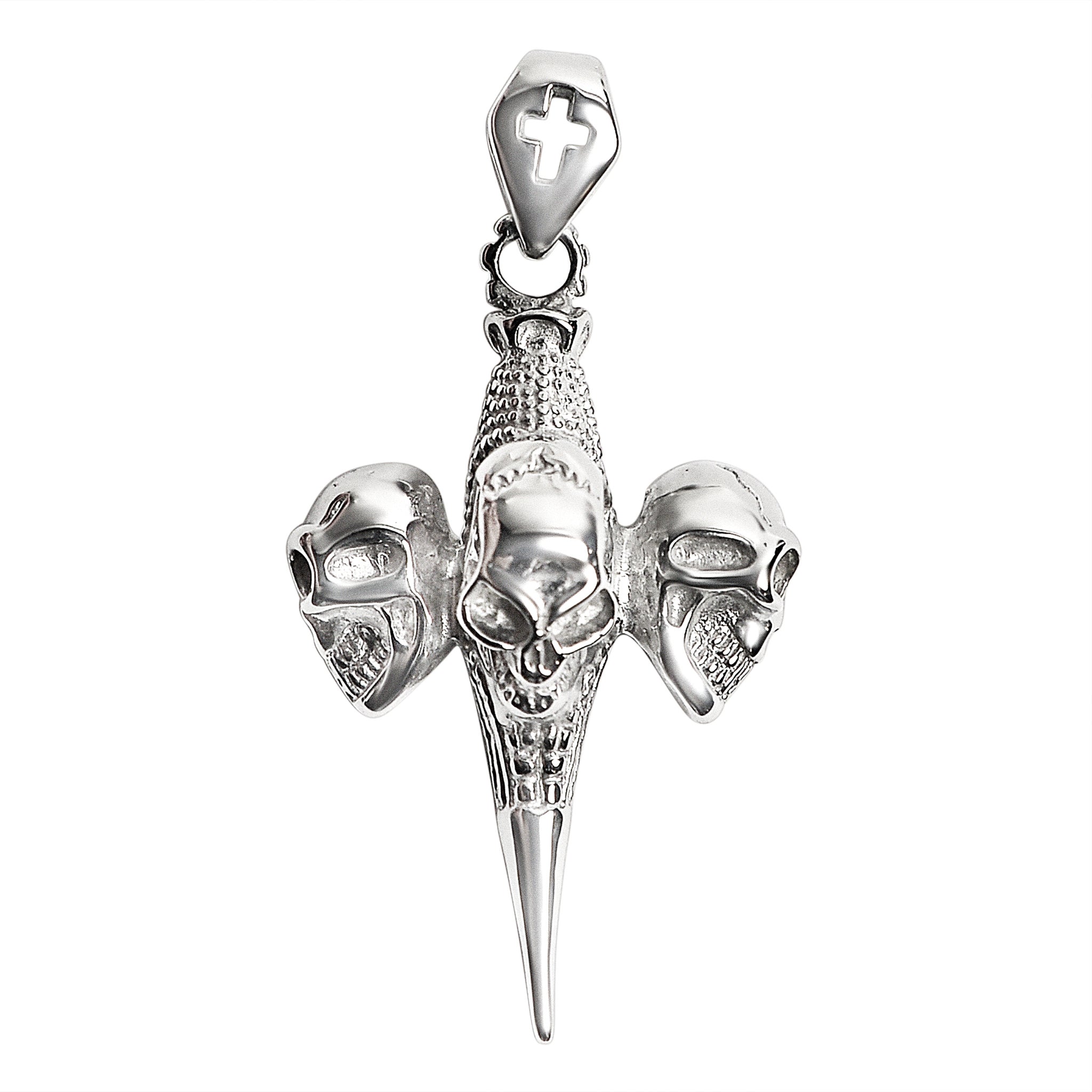 Stainless Steel Three Skulls Cross Pendant / NCZ0095、mySite、dreamappss