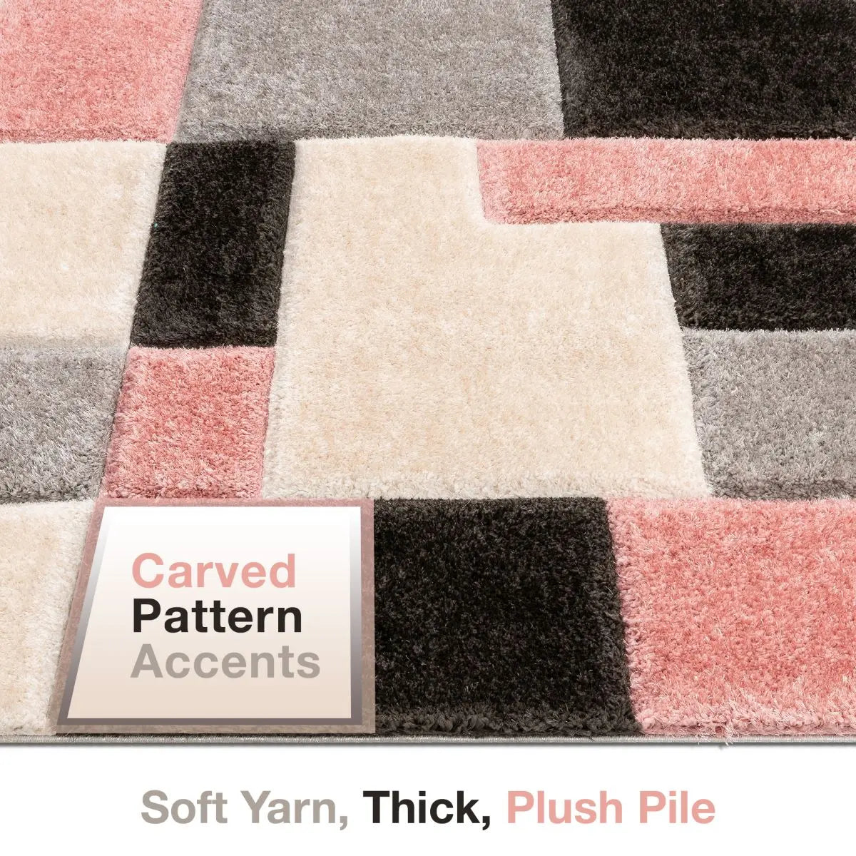 Escondido Blush Modern Geometric 3D Textured Shag Rug、mySite、gigharbornorthrealestate