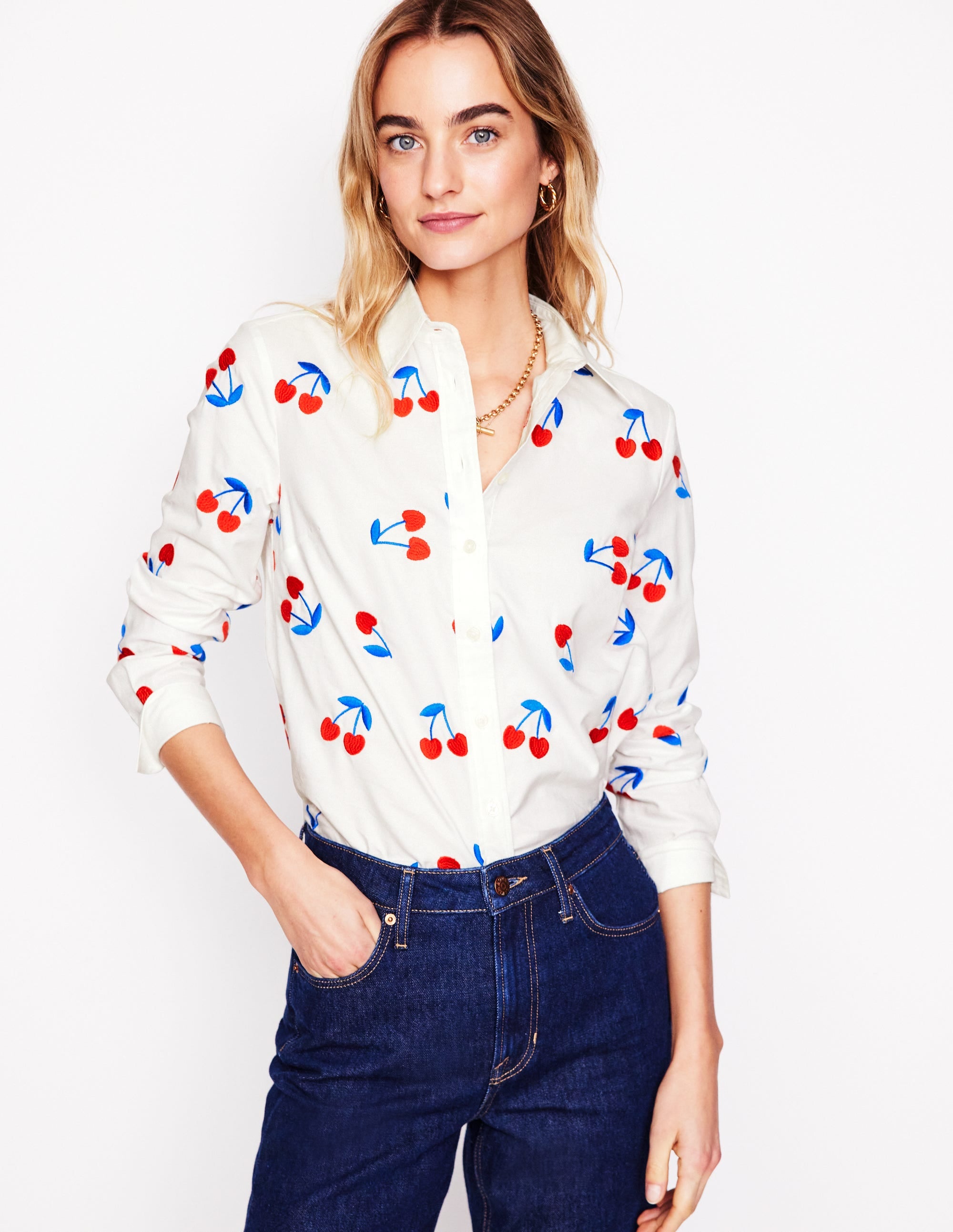  Sienna Embroidered Shirt-White, Cherries、mySite、ashleygrahame