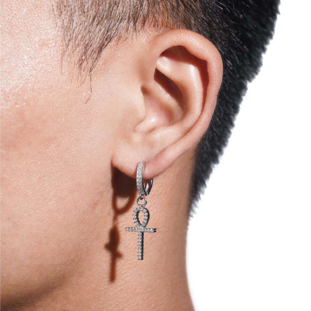 Drop Ankh Moissanite Earrings 14K Gold、mySite、hinf8tx79