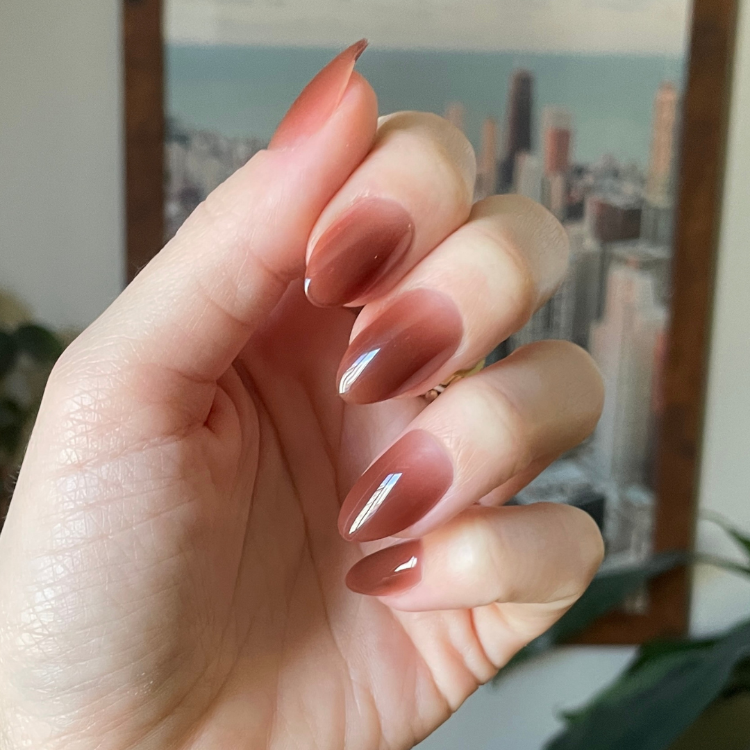 Chocolate Syrup Gradient - Press-On | Medium | Almond、mySite、solidvoid