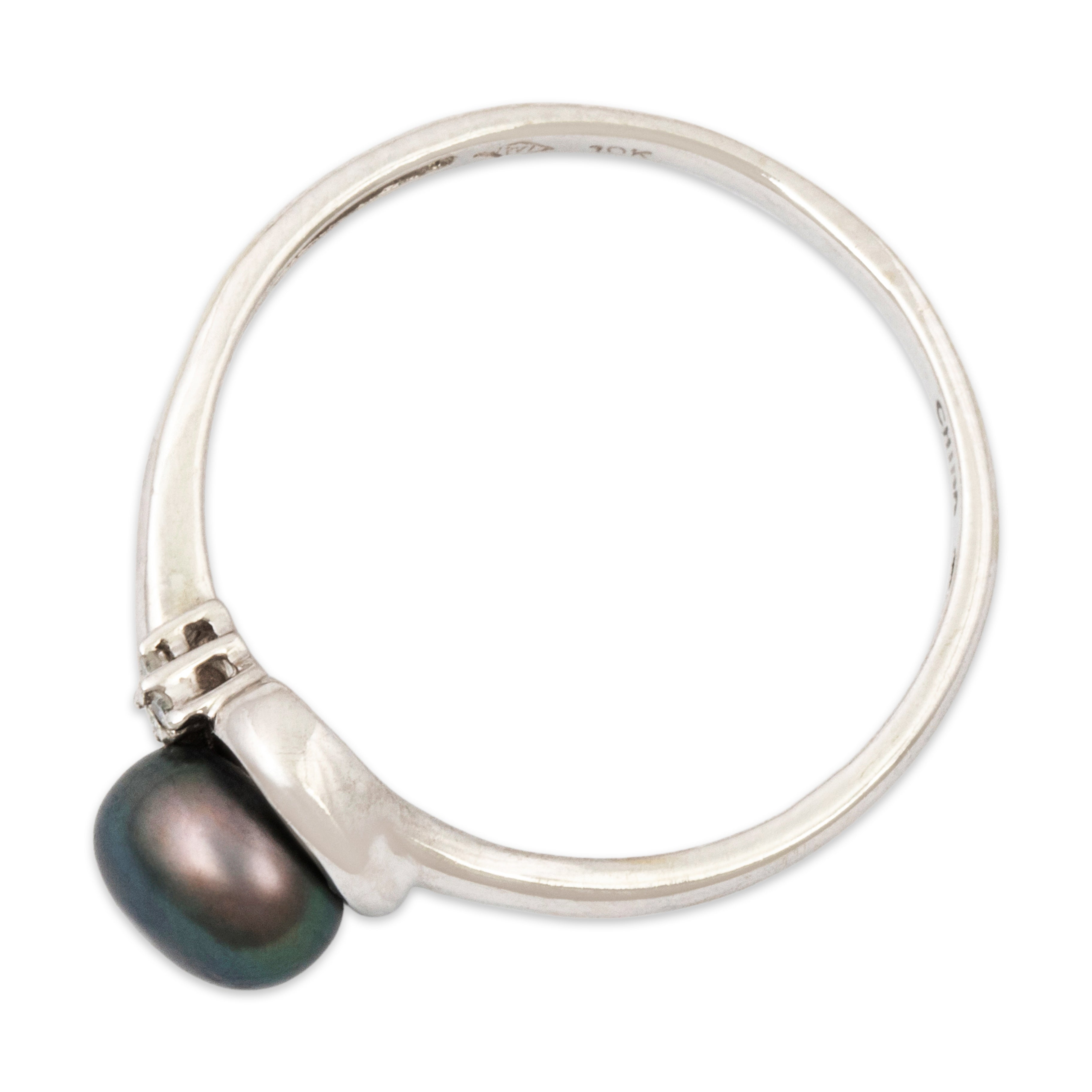 Vintage Chinese 10k White Gold Tahitian Pearl Diamond Lovely Luster Ring 8.00、mySite、hinf8tx79