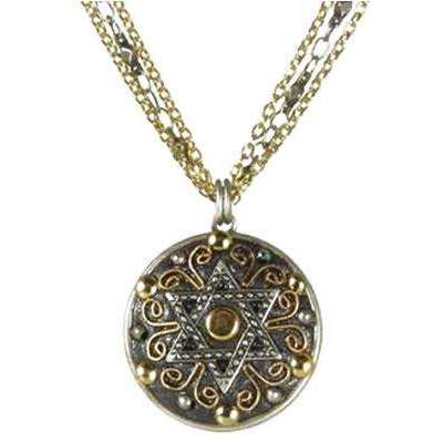 Michal Golan Two Tone Star of David Triple Chain Necklace、mySite、topwebapps