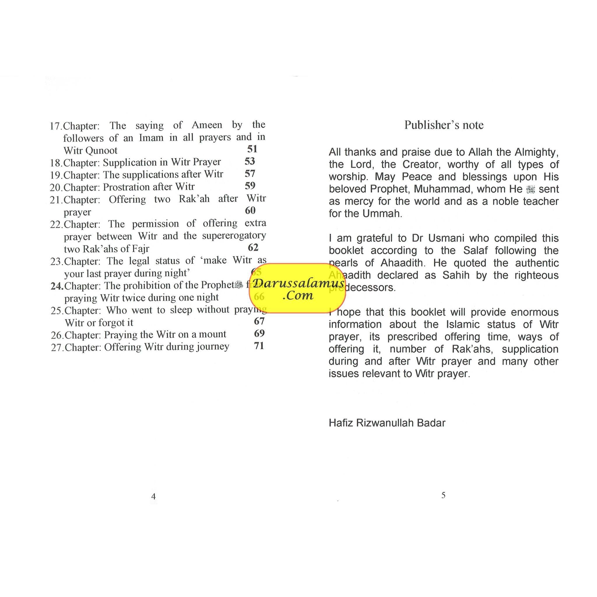 Rulings of Witr Prayer By Dr. Muhammad Shabbir Usmani、mySite、topwebapps