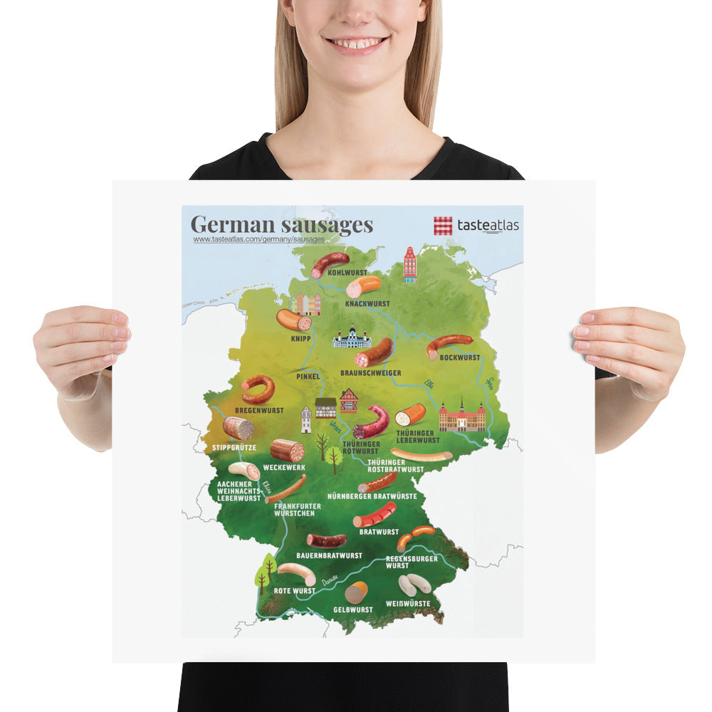 German Sausages Map Poster (in)、mySite、camillekostekn