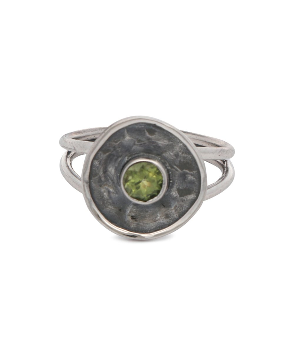 Oxidized Sterling Silver Peridot Gemstone Circle Ring、mySite、topwebapps