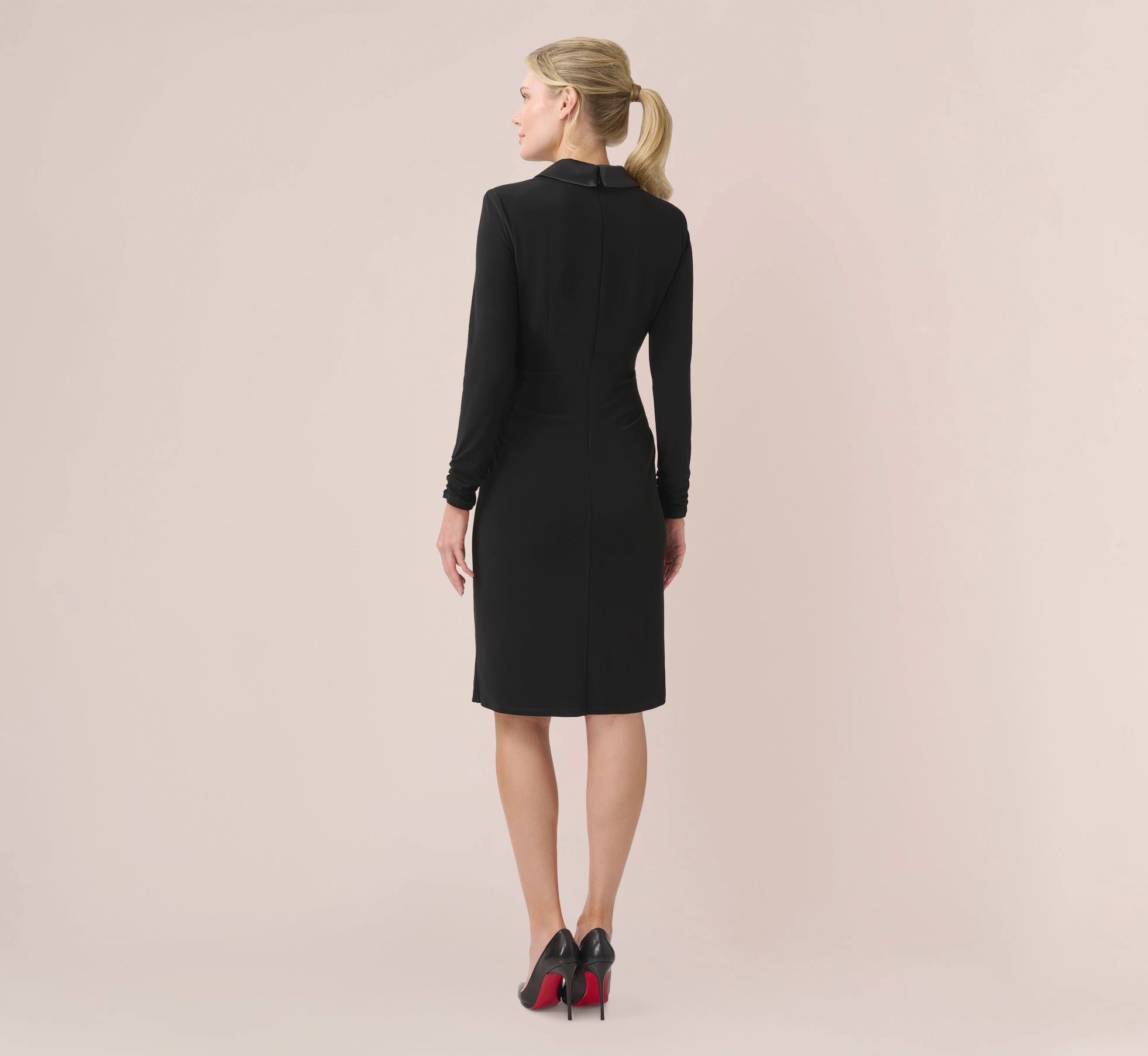 Jersey And Satin Short Sheath Tuxedo Dress In Black、mySite、solidvoid